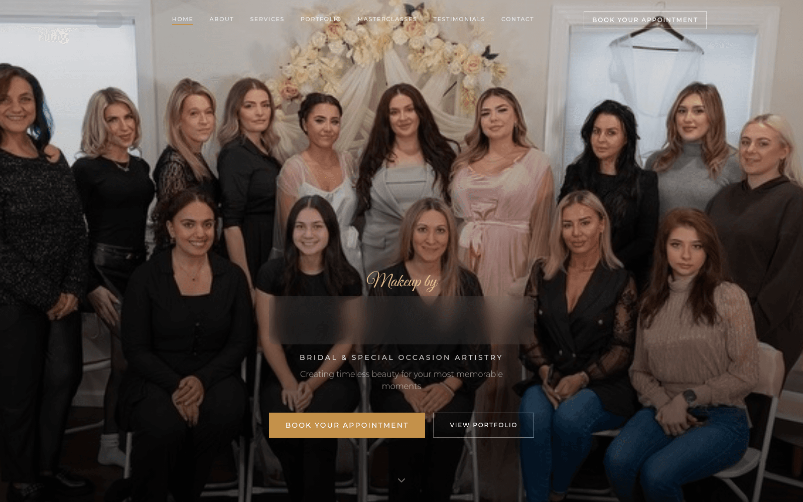 Deposit-based booking and masterclass sales for a makeup artist
